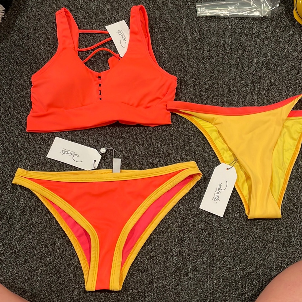 Peixoto bundle neon orange and yellow size small two bottoms 1 top